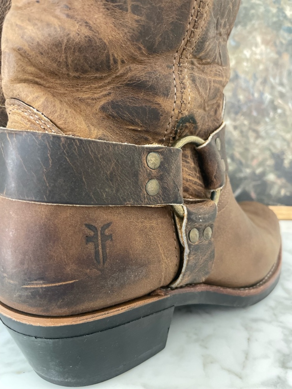 Frye 12R Harness Boots 77300 Brown Distressed Leather USA Size 10 M Womens - Picture 9 of 14